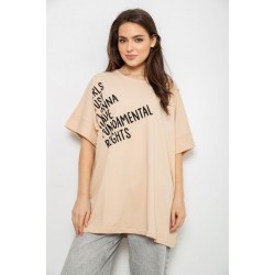 Футболка женская с принтом, цвет светло-бежевый, 244R4001