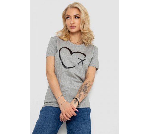 Футболка женская с принтом, цвет серый, 238R554