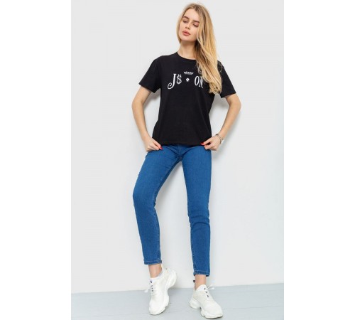 Футболка женская, цвет черный, 198R022