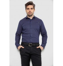 Сорочка чоловіча однотонна з принтом, колір синій, 186R2008