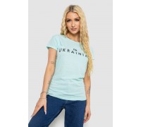 Футболка жіноча з патріотичним принтом, колір м'ятний, 244R2213