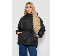 Куртка женская демисезонная с поясом, цвет черный, 207R2023