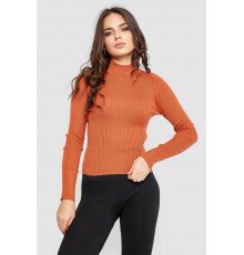 Водолазка жіноча в рубчик, колір теракотовий, 214R91306