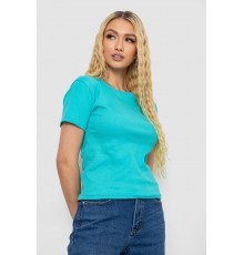 Футболка жіноча в рубчик, колір бірюзовий, 238R123-1