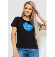 Футболка женская с принтом, цвет черный, 221R3009