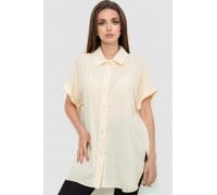 Рубашка женская однотонная на пуговицах, цвет светло-бежевый, 102R5230