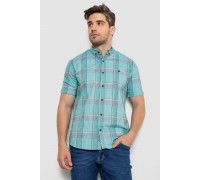 Рубашка мужская в клетку, цвет бирюзовый, 214R244564