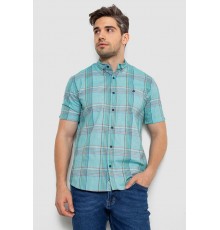 Сорочка чоловіча в клітку, колір бірюзовий, 214R244564