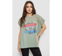 Футболка жіноча з принтом, колір оливковий, 244RW532