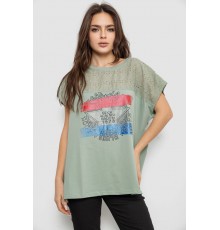 Футболка женская с принтом, цвет оливковый, 244RW532