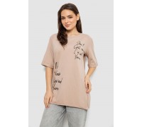 Футболка женская с принтом 0, цвет бежевый, 244R1024-1