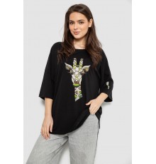 Футболка жіноча з принтом, колір чорний, 244R2012