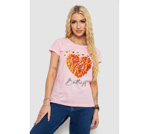 Футболка женская с принтом, цвет розовый, 244R2204