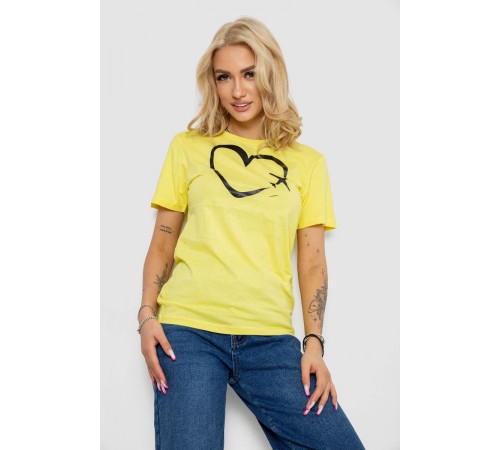 Футболка женская с принтом, цвет желтый, 238R554