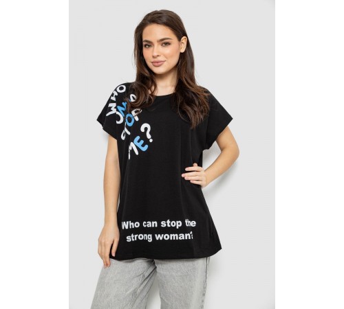 Футболка женская с принтом, цвет черный, 244R3001