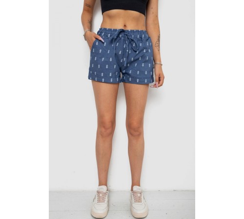 Шорти жіночі з принтом, колір джинс, 238R7164-2