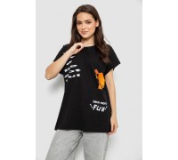 Футболка жіноча з принтом, колір чорний, 244R3002