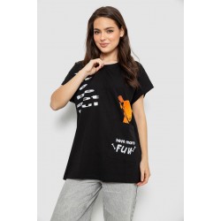 Футболка женская с принтом, цвет черный, 244R3002