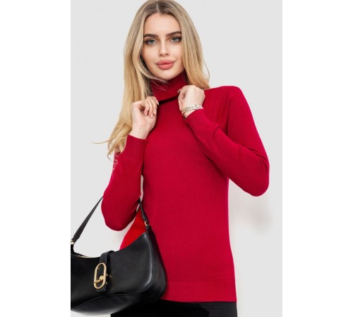 Гольф жіночий однотонний, колір бордовий, 244RA01