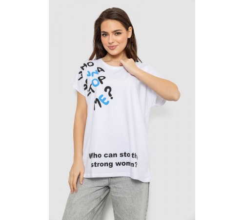 Футболка жіноча з принтом, колір білий, 244R3001