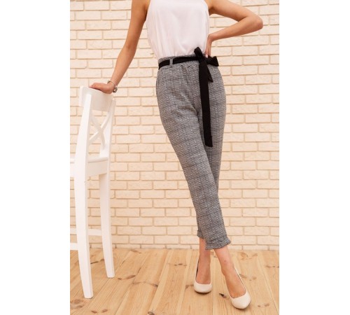 Жіночі вкорочені штани, в клітку, колір Сірий, 172R9313-1