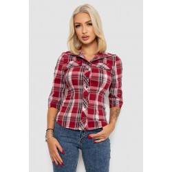 Рубашка женская в клетку, цвет бордовый, 230R063