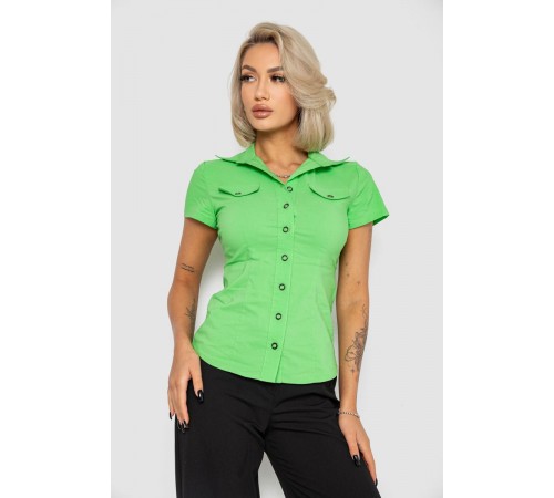 Рубашка женская однотонная, цвет зеленый, 230R068-11