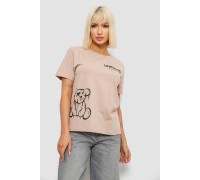 Футболка жіноча з принтом, колір бежевий, 244R2001-5