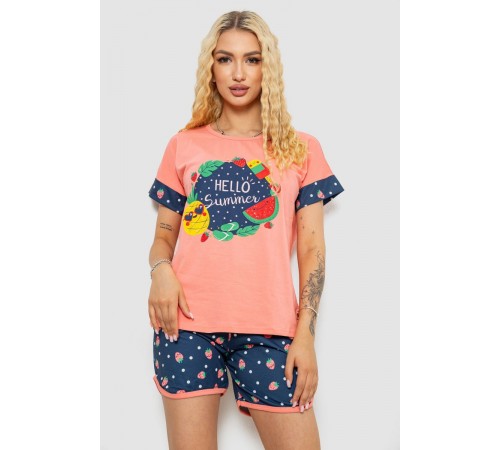 Пижама женская с принтом, цвет персиковый, 243R3044-1