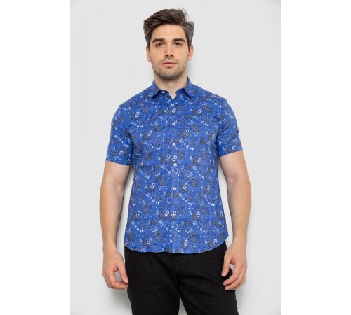 Сорочка мужская с принтом, цвет электрик, 214R6917-10