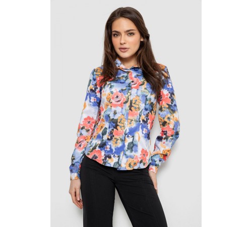 Рубашка c цветочным принтом, цвет голубой, 230R225