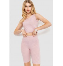 Костюм жіночий в рубчик повсякденний, колір пудровий, 214R700