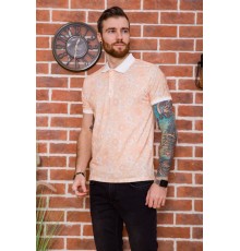 Чоловіче поло, в квітковий принт, персикового кольору, 194R2120