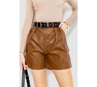 Шорты женские из экокожи, цвет коричневый, 186R5223