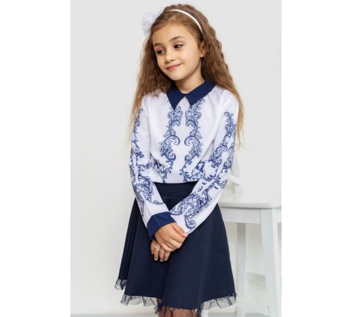Блузка ошатна для дівчаток, колір синьо-білий, 172R026