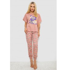 Піжама жіноча з принтом, колір пудровий, 243R15249
