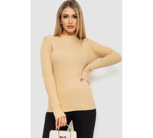 Кофта жіноча однотонна базова, колір бежевий, 244R2032
