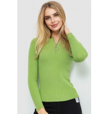 Кофта жіноча на блискавці в рубчик, колір фісташковий, 204R003