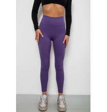 Лосины однотонные в рубчик, цвет фиолетовый, 244R312-5