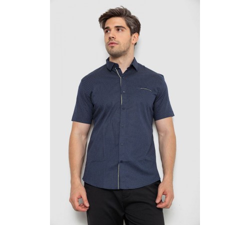 Сорочка чоловіча з принтом, колір темно-синій, 214R7128