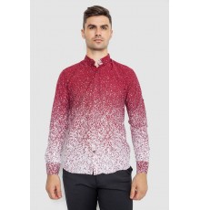 Сорочка чоловіча повсякденна, колір бордово-білий, 247R407 Сорочка чоловіча повсякденна, колір бордово-білий, 247R407