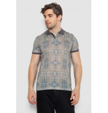 Поло чоловіче з принтом, колір сіро-оливковий, 247R318