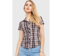 Рубашка женская в клетку повседневная, цвет темно-пудровый, 230R062