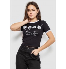 Футболка-топ женская с принтом, цвет черный, 244R604