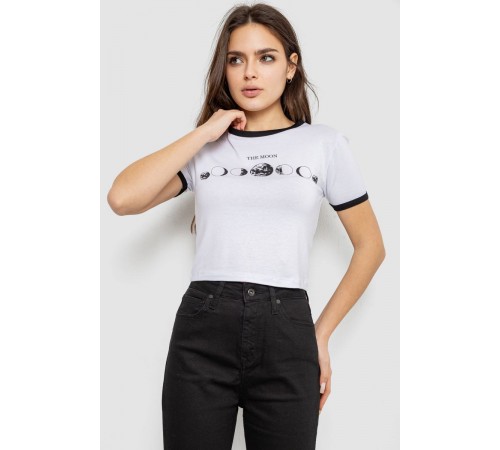 Футболка-топ женская с принтом, цвет белый, 244R614