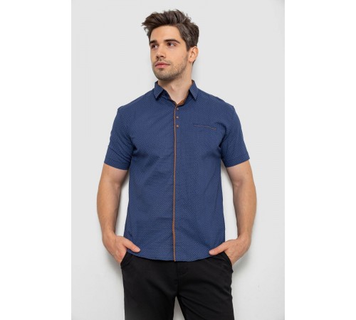 Сорочка чоловіча з принтом, колір синій, 214R7028