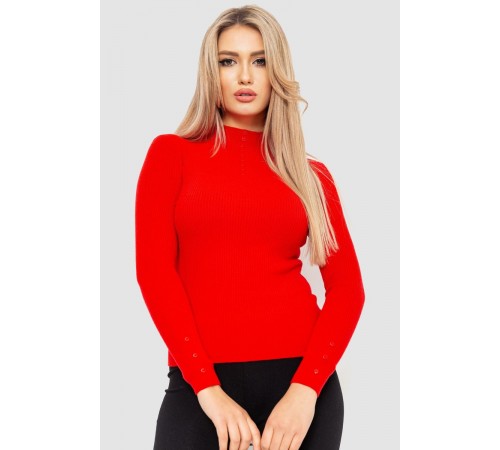 Водолазка жіноча в рубчик, колір червоний, 204R044