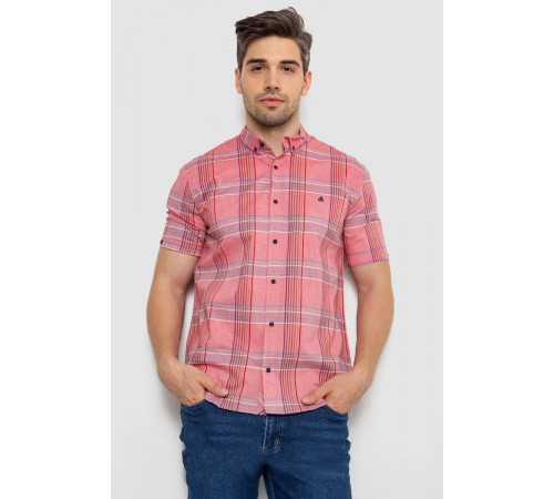 Сорочка чоловіча в клітку, колір кораловий, 214R244564