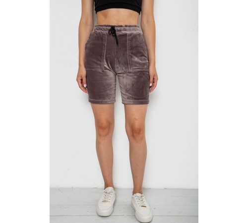 Шорти жіночі  велюрові, колір коричневий, 238R58169-2