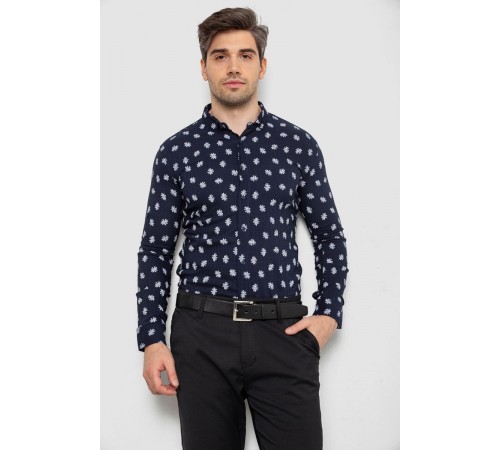 Сорочка чоловіча з принтом, колір синій, 214R807